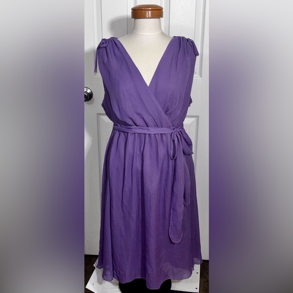 Lane Bryant Dresses & Skirts - Lane Bryant Purple Grecian Goddess Dress Size 24 Tie Shoulder Chiffon